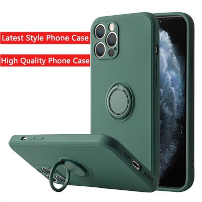 Liquid Silicone Finger Ring Stand Magnetic Holder Bracket For iPhone 13 12 11 Pro Max Mini XR XS Max 7 8 Plus SE 2020 Phone Case