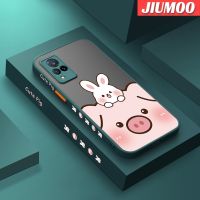 เคส JIUMOO สำหรับ VIVO V21 4G เคส V21s V21 5G ขอบสี่เหลี่ยมรูปกระต่ายลูกหมูน่ารักดีไซน์ใหม่เคสมือถือกันกระแทกแข็งปลอกซิลิโคนคลุมทั้งหมดป้องกันเลนส์กล้องเคส