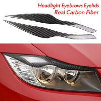 2PCS/Set Real Carbon Fiber Headlight Eyebrows Eyelids Cover Trim Sticker For BMW 3 Series E90 E91 2006 2007 2008 2009 2010 2011