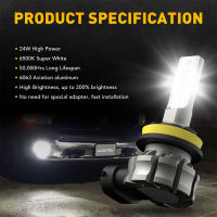 AUXITO 2Pcs H8 H9 H10 H11 H16 H27 880 5202 LED Fog Lights 12V 6500K Super White Fanless CSP Mini Size 1:1 Car Fog Lamp Bulbs DRL