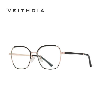 VEITHDIA กระจกกรอบแว่นตาเหล็กสองสีแฟชั่นสำหรับผู้หญิงป้องกันรังสี JS8636แว่นเลนส์อ่อนสีฟ้า