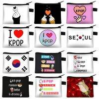 K-pop Ramen Boba k-drama dompet koin KPOP Korea bendera Seoul dompet wanita Harajuku kartu kredit earphone pemegang uang tas koin