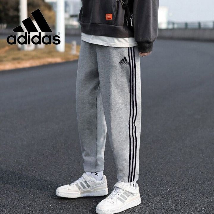 adidas-official-website-mens-pants-2023-autumn-gray-pants-straight-leg-sweatpants-mens-loose-casual-trousers