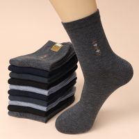 5 Pairs/Lot Mens Fashion Thickened Socks Four Seasons Leisure Breathable Deodorant Mid Tube Cotton Socks High Quality EU 38-44 Socks