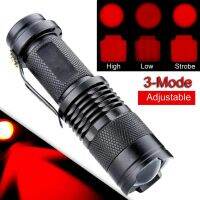 2023卐■ 300Lumens 7W Waterproof Lanterna Zoomable Led Flashlight Red Light Torch 3Mode Penlight Portable Led Lights for AA/14500 battery