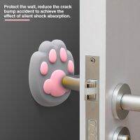 2PCS Wall Protector Door Handle Bumper Guard Stopper Anti-slip Sticker Self Adhesive Rubber Cute Cat Paw Door Crash Pad Stops