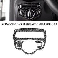 Carbon Fiber Headlight Switch Frame Cover Sticker Trim For Mercedes-Benz C Class W205 C180 C200 C300 GLC260 Interior Accessories