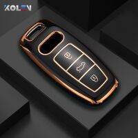 เคส Kunci Remote Mobil TPU แฟชั่นมีฝาปิดสำหรับ Audi A7 A6 A8 Q5 Q8 C8 D5ขอบป้องกันอุปกรณ์เสริมรถยนต์ Fob