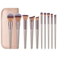 【cw】 10pcs Champagne Makeup Brushes Set Natural synthetic Hair Foundation Concealer Powder Blush Eyeshadow Brush Cosmetic Beauty Tool