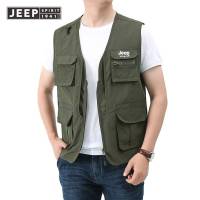 เสื้อกั๊ก JEEP วิญญาณสำหรับผู้ชาย,เสื้อกั๊กตกปลามีกระเป๋าหลายใบเสื้อกั๊กทำงานการพักผ่อนกลางแจ้งฤดูร้อน