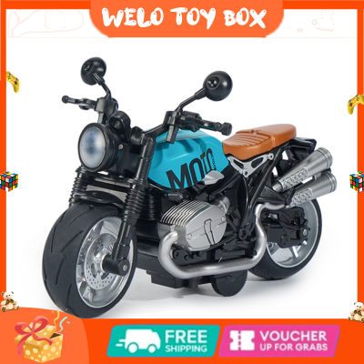 Children 1:12 Simulation Alloy Motorcycle With Light Music Pull Back Locomotive Model For Boys Gifts Collection