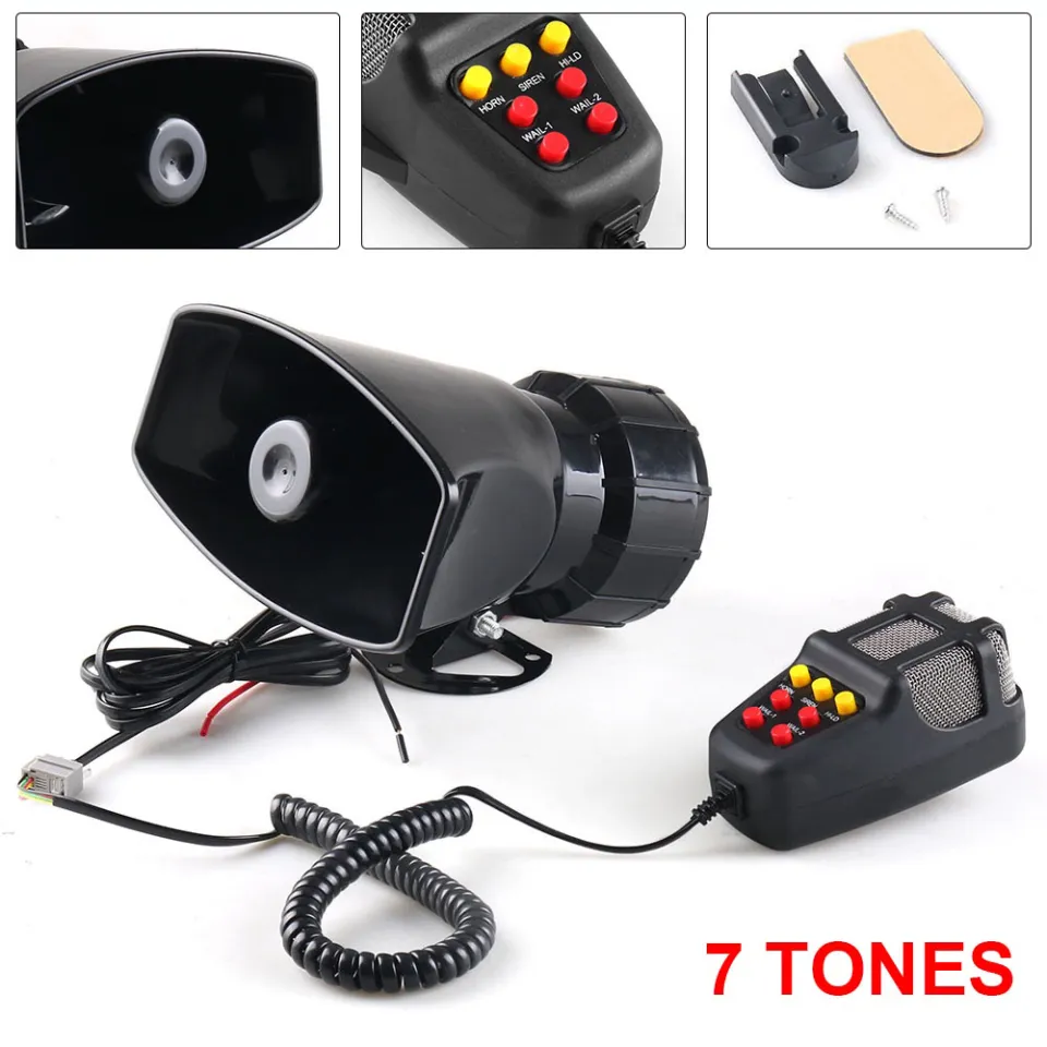 7-tone 100W Car Siren Horn Siren Horn with Microphone, PA Speaker