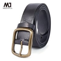 MEDYLA Vintage Luxury Handmade Leather Copper Buckle Mans Belt Cowhide Retro All-match Casual Jeans Soft Belt 21404 Belts
