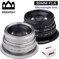 Riespray F1.6 35มม. III โฟกัสแบบแมนนวล APS-C ไพรม์เลนส์ MF สำหรับ EOS-M N1ฟูจิ FX Sony NEX Micro 4/3สีเงินสีดำรูรับแสงขนาดใหญ่