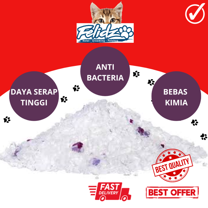 [BOLEH FLUSH]PASIR CRYSTAL SILICA CAT LITTER REPACK 1.5L Lazada