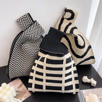 Walking Handbag Vest Bag Handbag Bag Tote Bag Handbag Stripe Handbag Knitted Bag