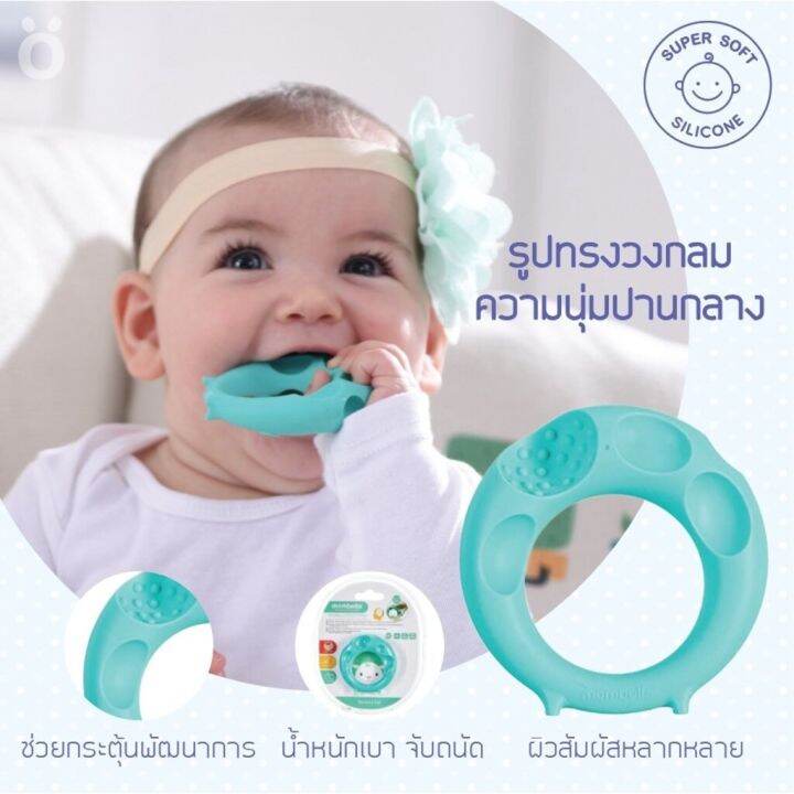 🔥แถม สายคล้องกันหล่น🔥 ยางกัดแกะ สีฟ้า (ทรงวงกลม) ยางกัดเสริมพัฒนาการ