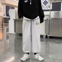 Ins เวอร์ชั่นเกาหลี Street Wear High Casual Sweatpants ผู้ชายฤดูใบไม้ผลิฤดูใบไม้ร่วง Drawstring Tie-Leg กางเกงหลวมขนาดใหญ่ Ruffian หล่อ