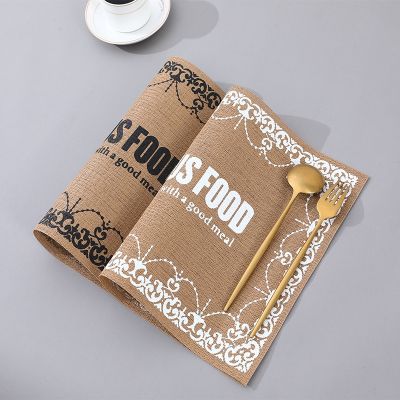 ✗ New Nordic style retro imitation hemp square placemat hotel western food mat non-slip mat home table mat