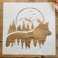 30x30cm Big Wolf Forest Moon DIY Layering Stencils Wall Painting Scrapbook Coloring Embossing Album Decorative Template