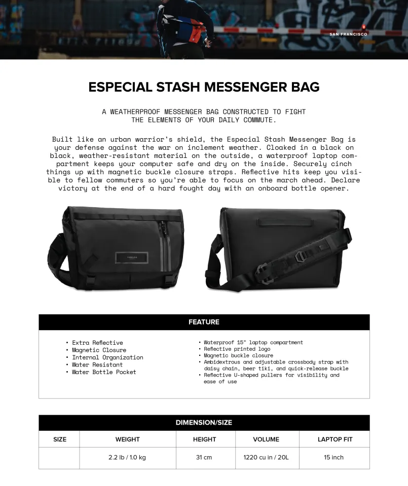Timbuk2 Especial Stash Messenger Bag Jet Black