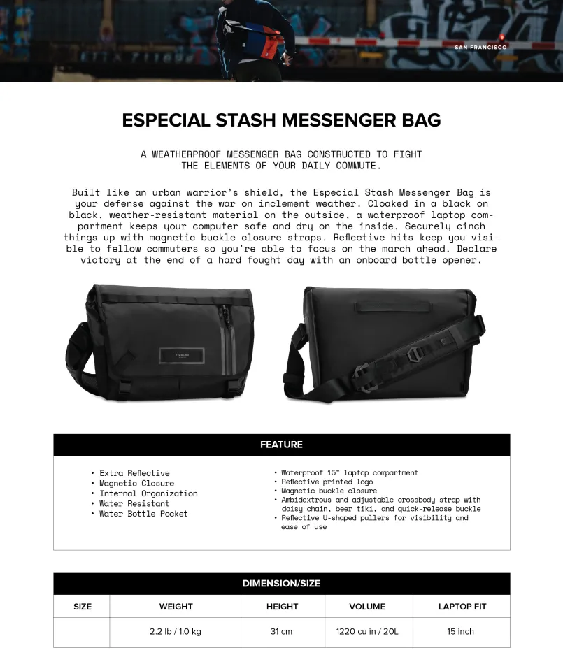  Timbuk2 Especial Stash Messenger Bag, Jet Black