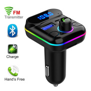 Máy Phát MP3 Rảnh Tay Xe Tải TF Cắm Đèn Màu Bluetooth 5.0 Bộ Phát FM Xe
