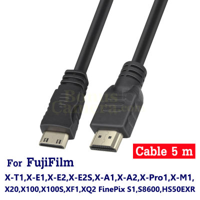 HDMI cable 5m ใช้ต่อกล้อง FujiFilm X-T1,X-E1,X-E2,X-E2S,X-A1,X-A2,X-Pro1,X-M1,X-F1,X20,X100,X100S,XF1,XQ2 FinePix S1,S8600,HS50EXR เข้ากับทีวี HD,4K,UHD TV