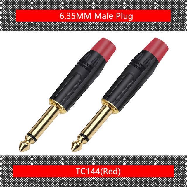 10pcs-luxury-smooth-black-audio-plug-connector-6-35mm-jack-mono-assembly-microphone-conector-black-red-in-5pair