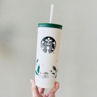 Starbuck Official Store Starbuck ถ้วยการคุ้มครองสิ่งแวดล้อม Season 2022ใหม่สีเขียวกาแฟปลูกสแตนเลสขนาดใหญ่ความจุ Leak-Proof Pipette ถ้วยน้ำ Starbuck Tumbler Starbuck แก้ว