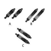 2ชิ้น1:10โมเดลรถยนต์โช้คอุปกรณ์เสริมดูดซับแรงกระแทกส่วนประกอบสปริงแบบมืออาชีพ