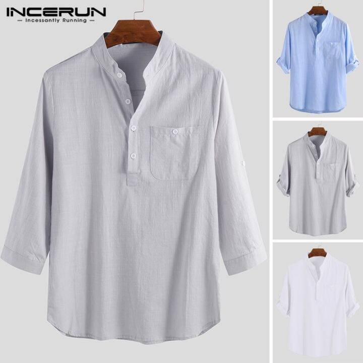 under-incerun-เสื้อเชิ้ตผ้าฝ้าย-เสื้อลำลองสำหรับผู้ชาย