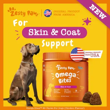 Zesty Paws Senior Advanced Omega Bites Skin Health Chicken Flavor Soft  Chews for Dogs, 90 ct