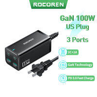 Rocoren ที่ชาร์จเดสก์ท็อป ที่ชาร์จเร็ว หัวชาร์จเร็ว หัวชาร์จ 100W GaN5 Pro Desktop Charger 4 Ports USB C Fast Charging For MacBook Samsung iPhone Laptop