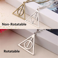 Triangle Necklace Rotating Round Fashion Vintage Antique Bronze Silver Color Rotatable Pendant Movie Jewelry Men Women Wholesale