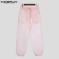 INCERUN New Men Fashion y Leisure Trousers See-though Long Pants y Leisure Breathable Mesh Party Nightclub Pantalons S-5XL