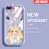 เคส JIUMOO สำหรับ Realme C2 C2S OPPO เคส A1K การ์ตูนเด็กสาวสวยสีสันสดใสน่ารักกล้องมอนสเตอร์น้อยนิ่มสำหรับเลนส์กันกระแทกแบบใสเคสมือถือความคิดสร้างสรรค์โปร่งใสเคสป้องกันซิลิโคนเรียบง่าย