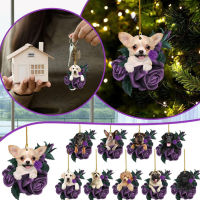 Dark Rose Christmas Dog อะคริลิครถ Pendats Xmas แขวน Oranments Christma Tree Decor Noel Puppy Merry Christma Happy New Year