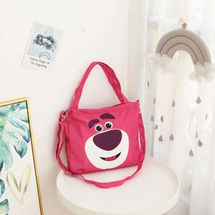 วินนี่เดอะพูห์เย็บติดน่ารัก-lotso-kawaii-กระเป๋าสะพายไหล่ผ้าใบน่ารัก-multi-ftion-กระเป๋าถือของขวัญสำหรับเด็กเด็กผู้หญิง