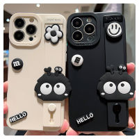 เคสสำหรับ iPhone 15 14 Plus 11 12 13 Pro XR XS Max 6 6SP 7 8 Plus X XR Max ลูกบอลดอกไม้ถ่านหินสีดำน่ารักเคสโทรศัพท์สายรัดข้อมือ DIY