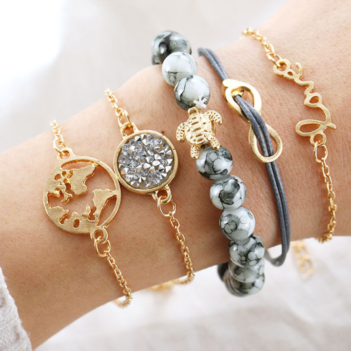 wholesale-5-pcsset-bohemian-turtle-charm-bracelets-bangles-for-women-fashion-gold-color-strand-bracelets-sets-jewelry-party
