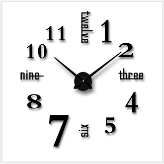 3D DIY Wall Clock Round Frameless Living Room Big Home Office ...