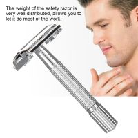 Men Razor แบบพกพาโลหะผสมกันลื่น Men Shaving Set Safety Shaving Kit for Shaving Men with Base