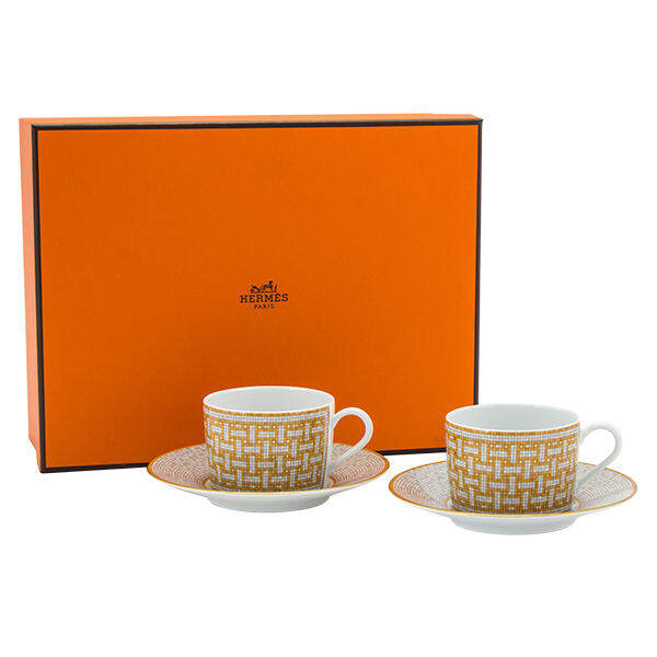 Hermes Mosaique Au 24 Tea Cup and Saucer 2 set gold porcelain coffee 160 ml Lazada