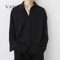 VANAQ เสื้อสีดำผู้ชายแขนยาวแฟชั่นเกาหลีหล่อ DK เสื้อคบุมยูนิฟอร์มฤดูใบไม้ร่วง Abstinence ชายเสื้อสีขาว