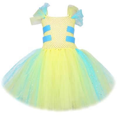 Flounder Fish Tutu Dress for Girls Birthday Outfit Carnival Halloween Costumes for Kids Toddler Twinkle Yellow Princess Dresses