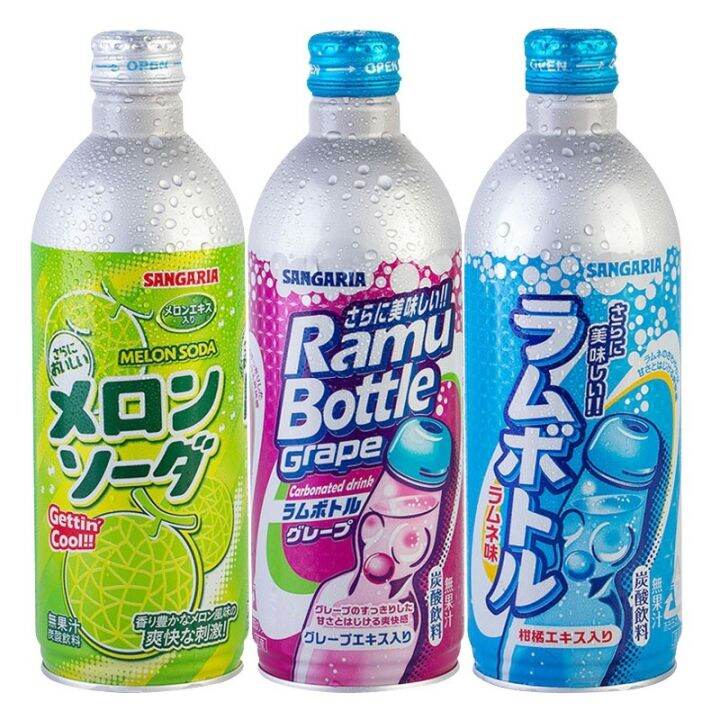 Sangaria Ramu Bottle Ramune Soda Original / Melon / Grape 500ml | Lazada PH