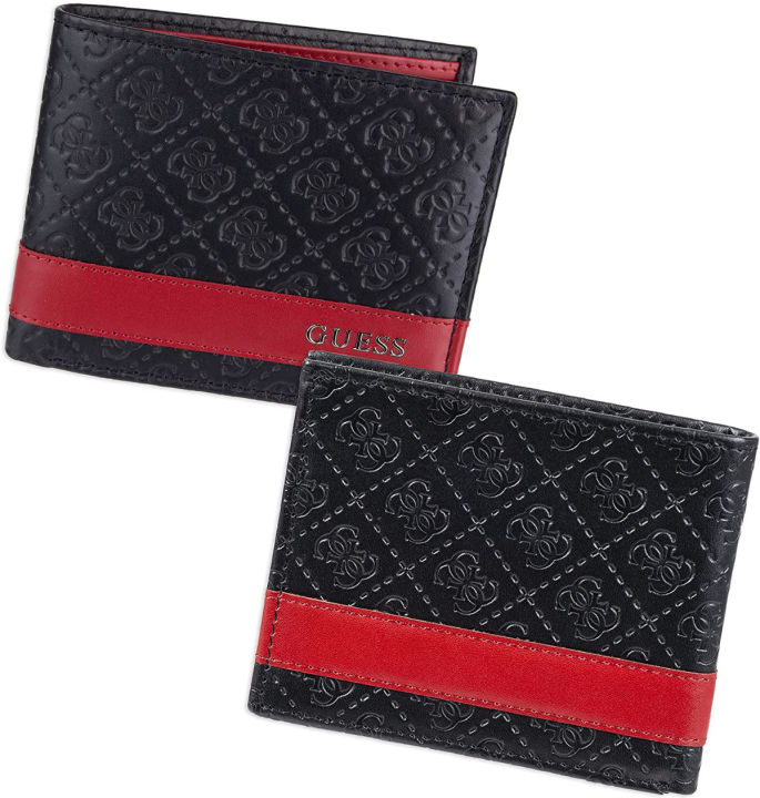 guess-mens-leather-slim-bifold-wallet-one-size-black-red