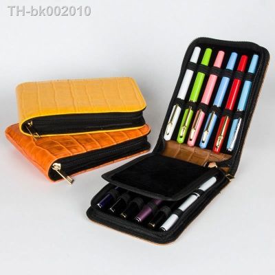 ❧ High Quality Top Great Black Brown Leather Pencil Case For 12 Fountain Or Roller Ball Pen Case