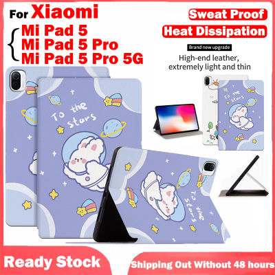 น่ารัก Kawaii พิมพ์สำหรับ Xiaomi Pad 5 Pad 5 Pro 5G หนังรูปแบบพลิก PU กันเหงื่อเคสระบายความร้อนสำหรับ Xiaomi Pad 5 Pro